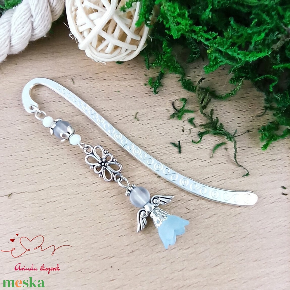 Sötétkék angyal könyvjelző  - könyv & zene - könyvjelző - Meska.hu