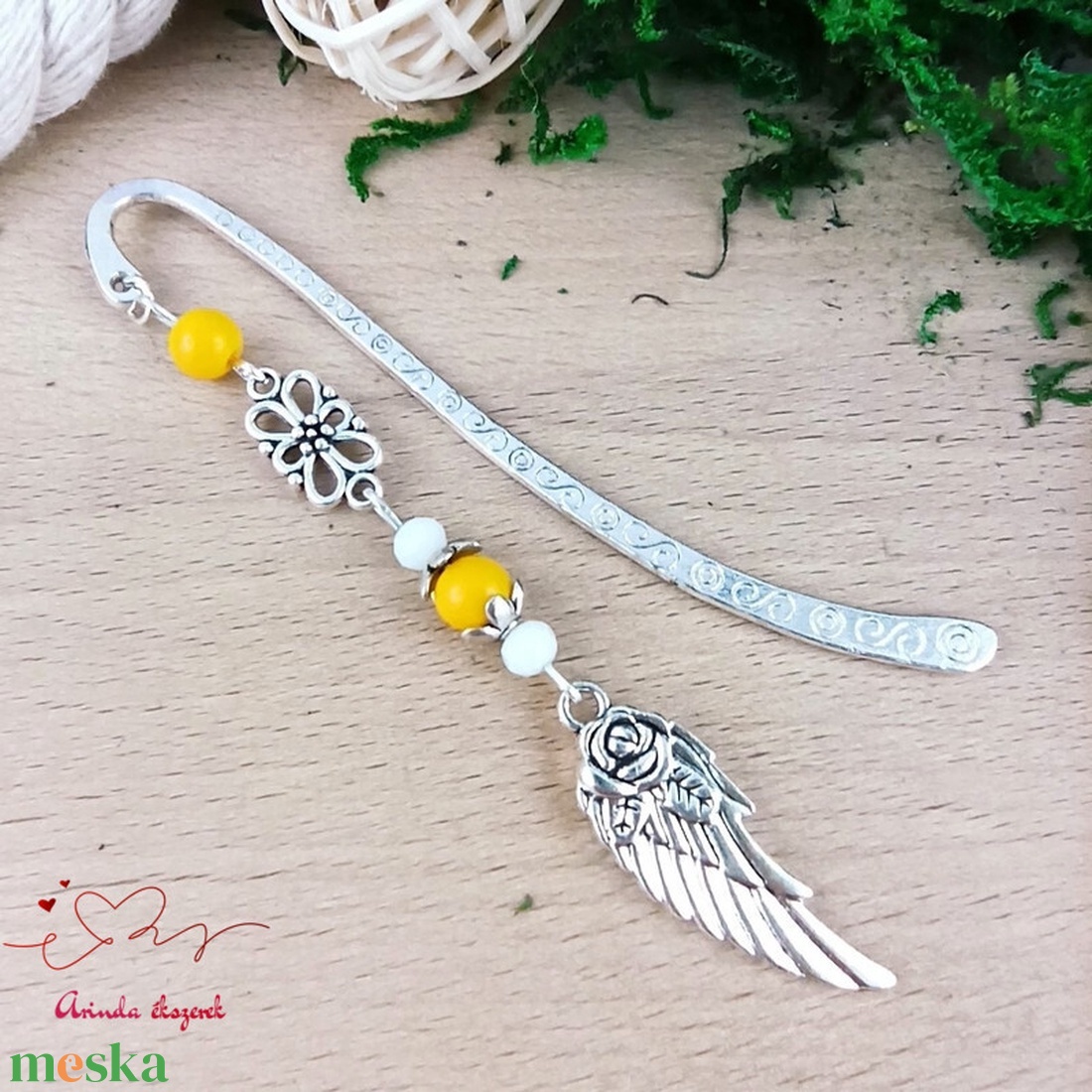 Sárga angyalszárny könyvjelző - könyv & zene - könyvjelző - Meska.hu