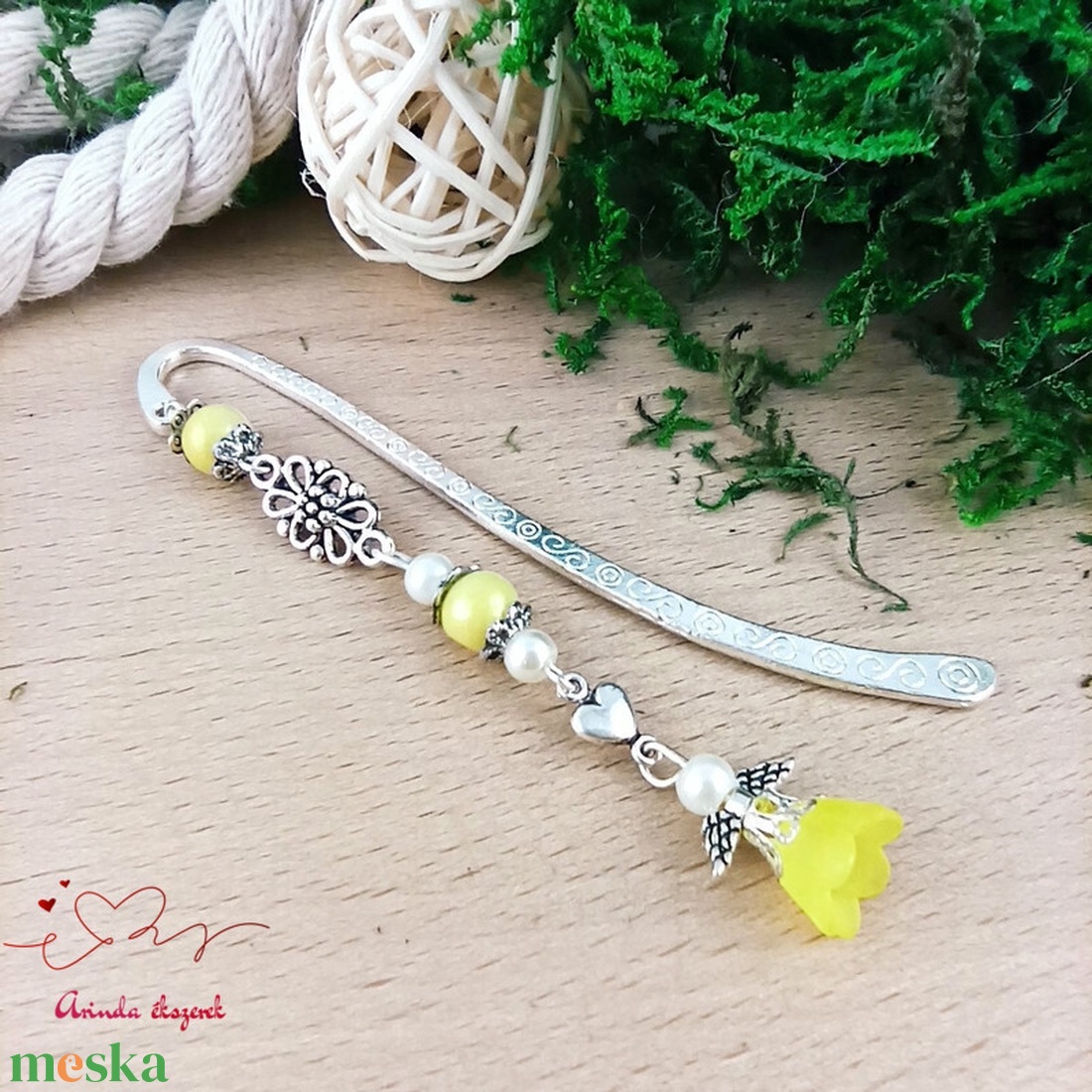 Sárga frosted angyalka könyvjelző  - könyv & zene - könyvjelző - Meska.hu