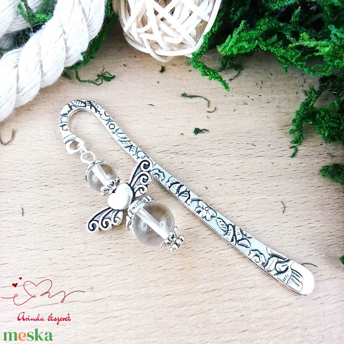 Hegyikristály ásvány angyal könyvjelző  - könyv & zene - könyvjelző - Meska.hu