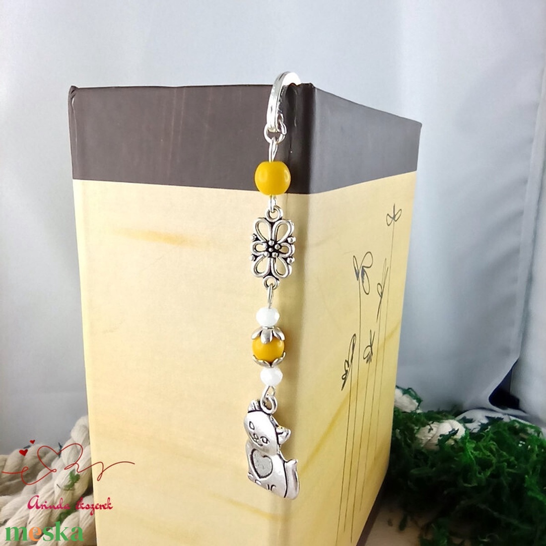 Sárga cica könyvjelző  - könyv & zene - könyvjelző - Meska.hu