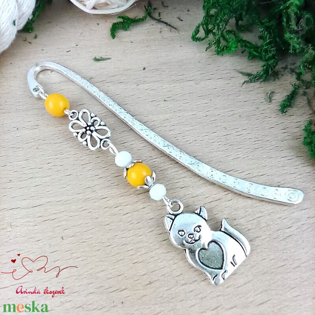 Sárga cica könyvjelző  - könyv & zene - könyvjelző - Meska.hu