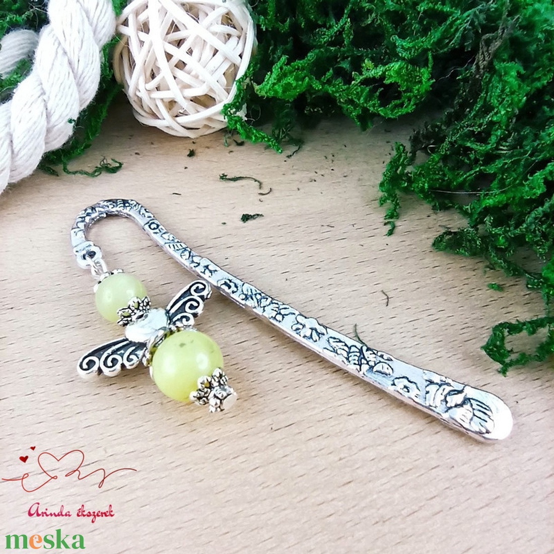 Citromjade ásvány angyal könyvjelző  - könyv & zene - könyvjelző - Meska.hu