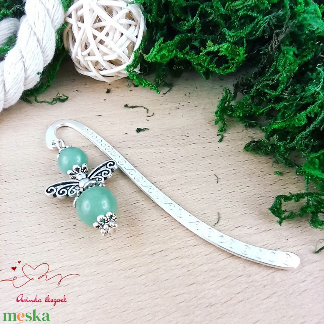 Aventurin ásvány angyal könyvjelző  - könyv & zene - könyvjelző - Meska.hu