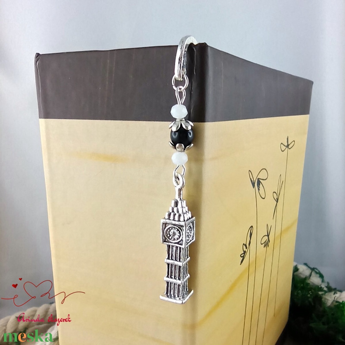 Fekete Big Ben könyvjelző  - könyv & zene - könyvjelző - Meska.hu