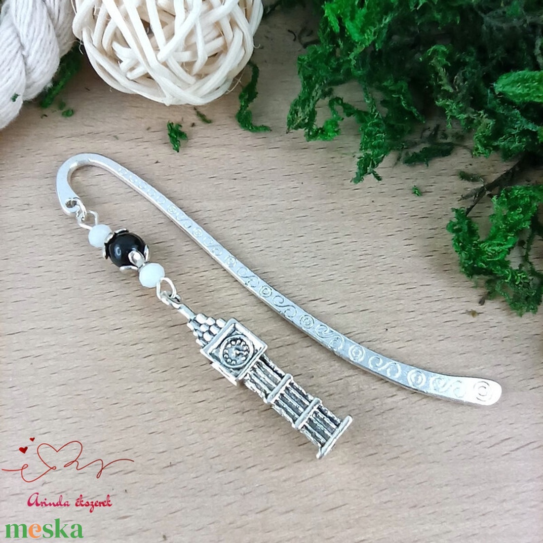 Fekete Big Ben könyvjelző  - könyv & zene - könyvjelző - Meska.hu