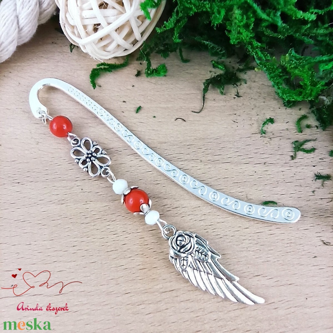 Piros angyalszárny könyvjelző  - könyv & zene - könyvjelző - Meska.hu