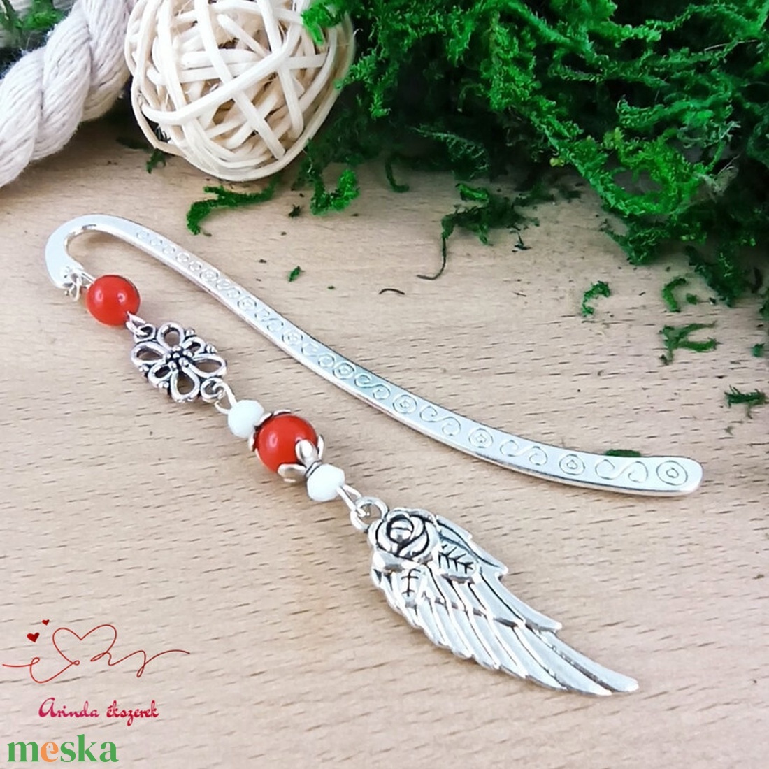 Piros angyalszárny könyvjelző  - könyv & zene - könyvjelző - Meska.hu