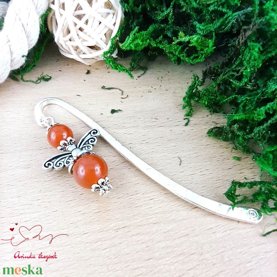 Karneol ásvány angyal könyvjelző  - könyv & zene - könyvjelző - Meska.hu