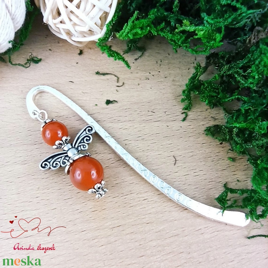 Karneol ásvány angyal könyvjelző  - könyv & zene - könyvjelző - Meska.hu