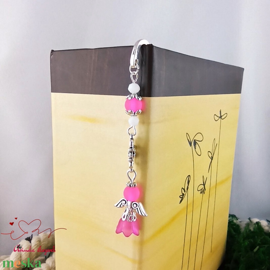 Pink angyal könyvjelző  - könyv & zene - könyvjelző - Meska.hu