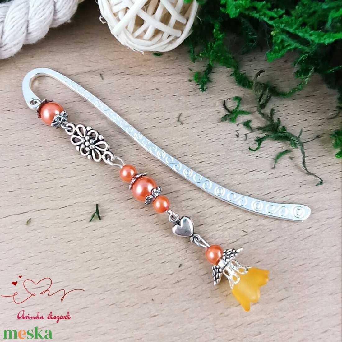 Narancssárga angyal könyvjelző - könyv & zene - könyvjelző - Meska.hu