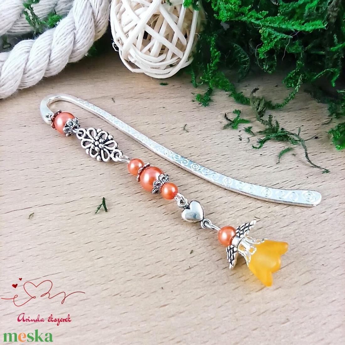 Narancssárga angyal könyvjelző - könyv & zene - könyvjelző - Meska.hu