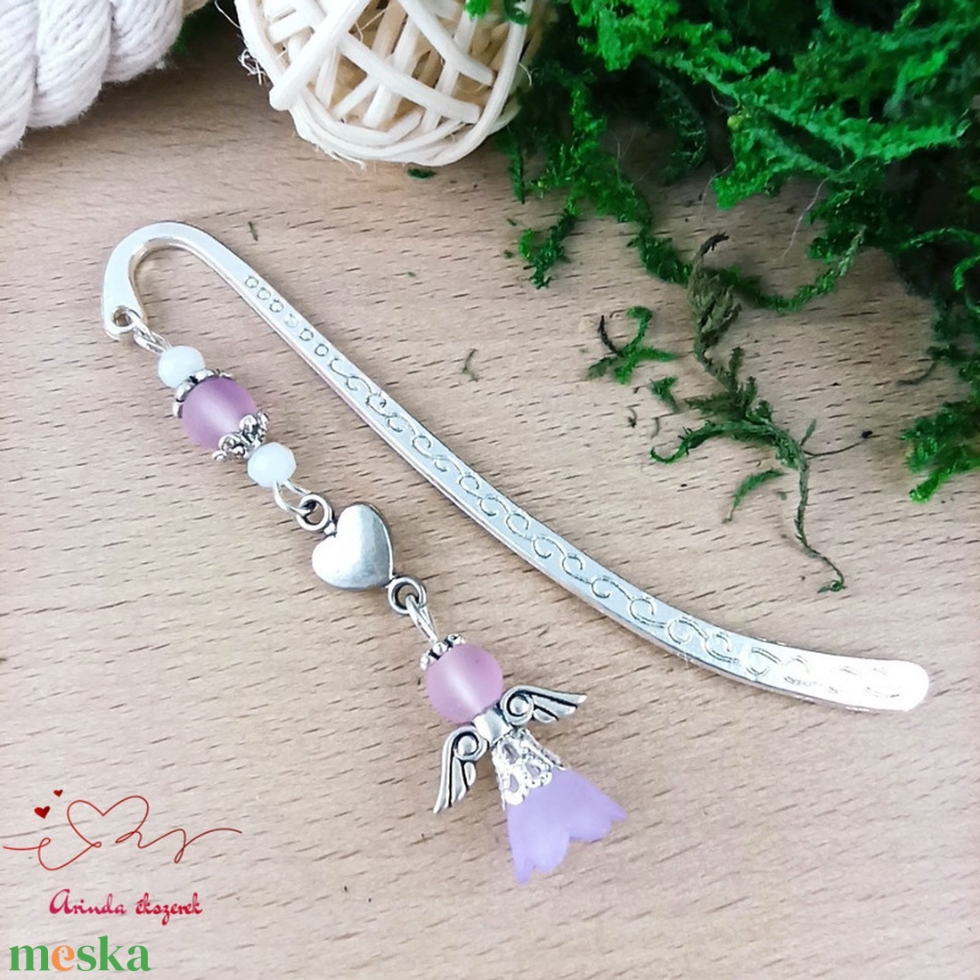 Lila angyal könyvjelző  - könyv & zene - könyvjelző - Meska.hu