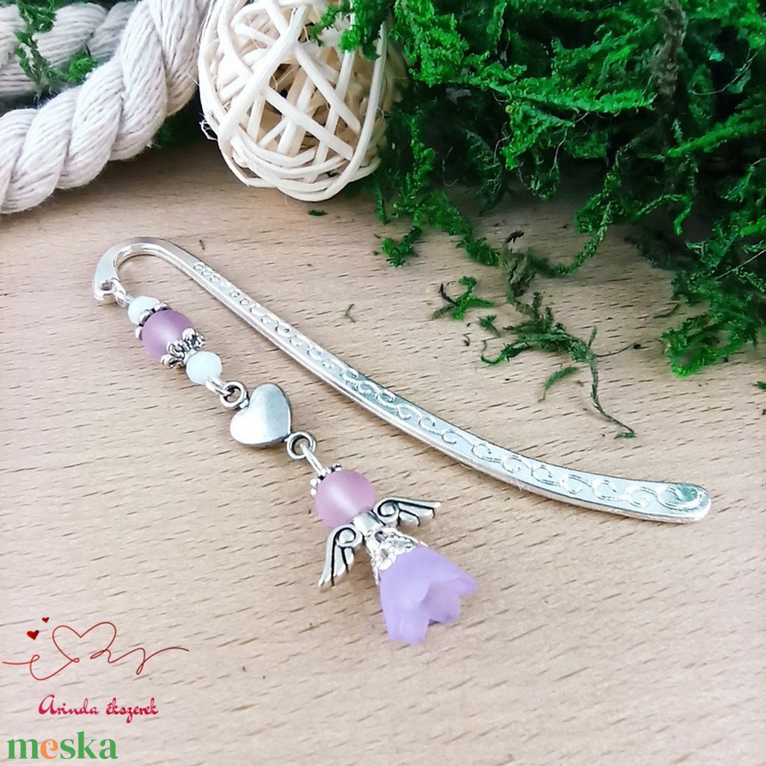 Lila angyal könyvjelző  - könyv & zene - könyvjelző - Meska.hu