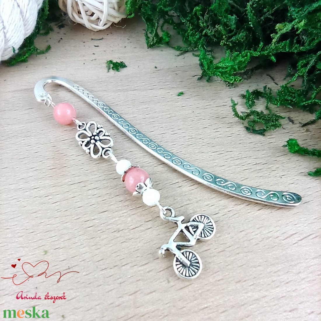 Rózsaszín bicikli könyvjelző - könyv & zene - könyvjelző - Meska.hu