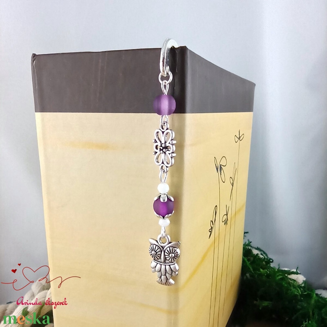 Lila bagoly könyvjelző könyvékszer  - könyv & zene - könyvjelző - Meska.hu