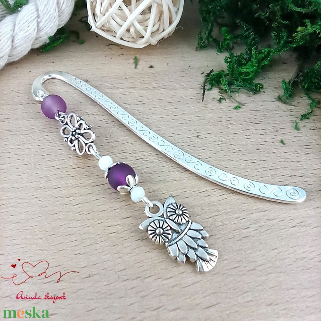 Lila bagoly könyvjelző könyvékszer  - könyv & zene - könyvjelző - Meska.hu