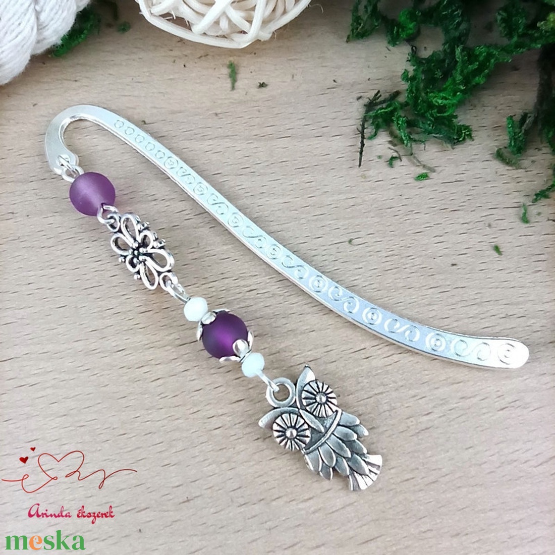 Lila bagoly könyvjelző könyvékszer  - könyv & zene - könyvjelző - Meska.hu