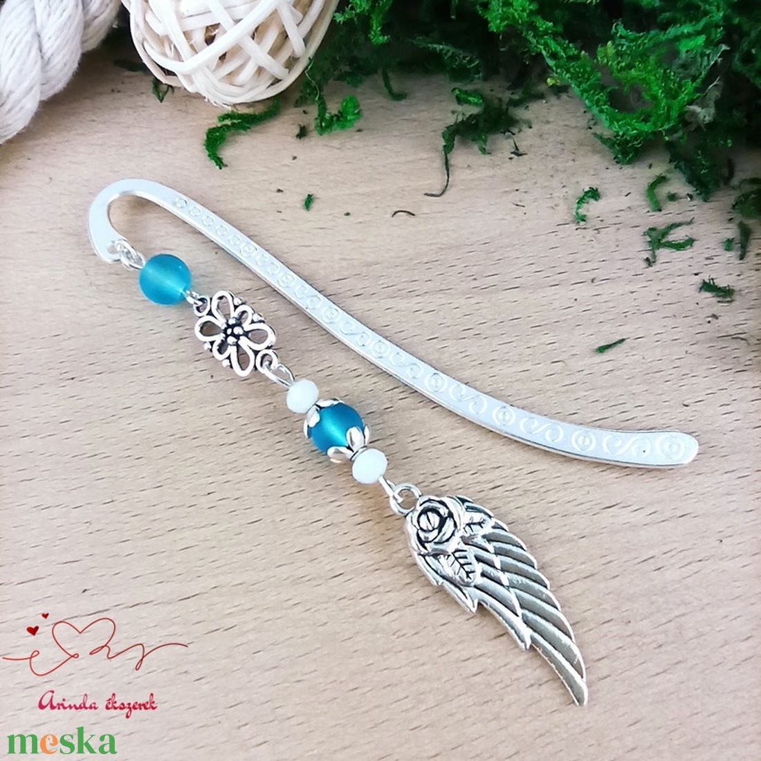 Világoskék angyalszárny könyvjelző  - könyv & zene - könyvjelző - Meska.hu