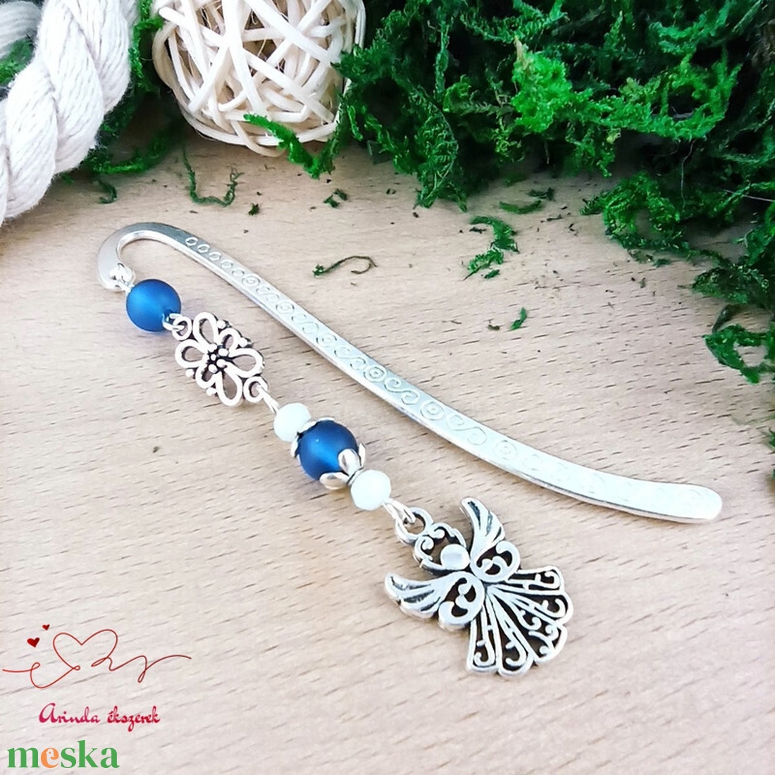 Sötétkék angyal könyvjelző könyvékszer - könyv & zene - könyvjelző - Meska.hu