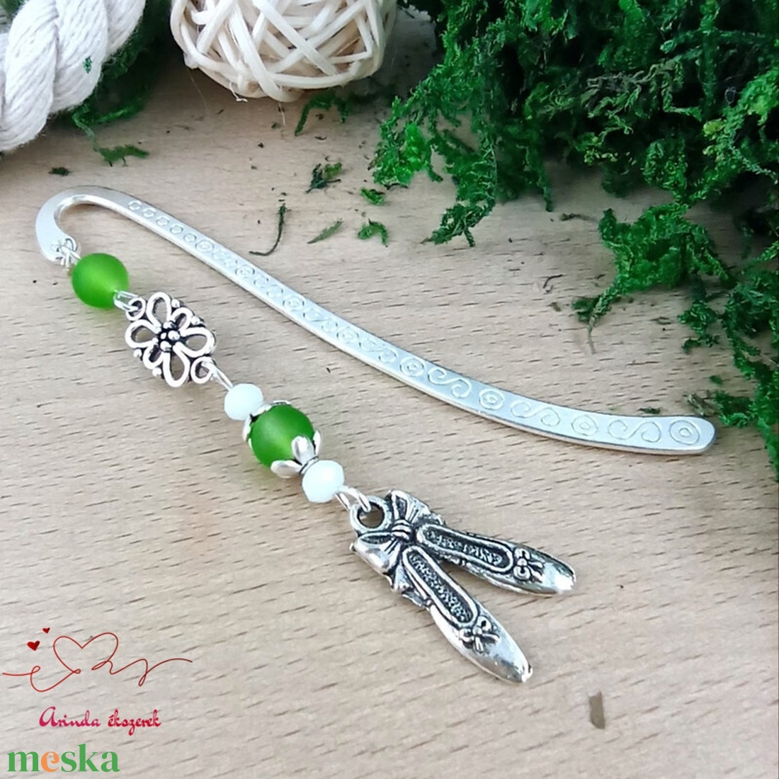 Zöld balettcipő könyvjelző  - könyv & zene - könyvjelző - Meska.hu