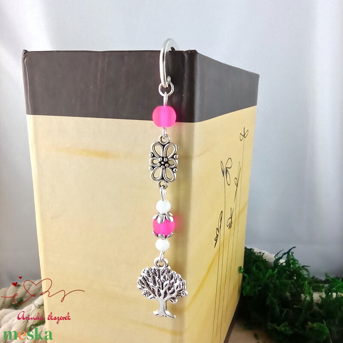 Pink életfa könyvjelző  - könyv & zene - könyvjelző - Meska.hu