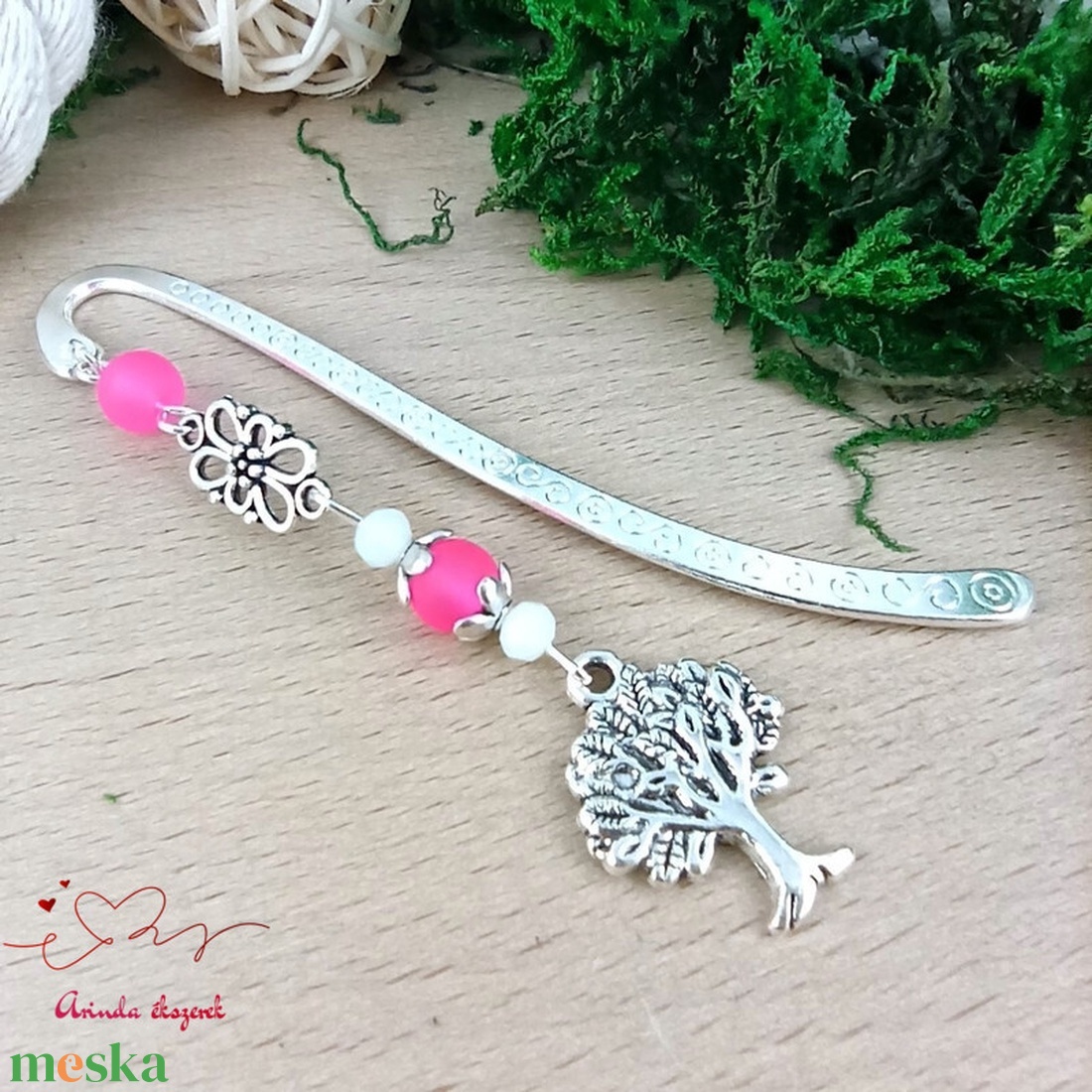 Pink életfa könyvjelző  - könyv & zene - könyvjelző - Meska.hu