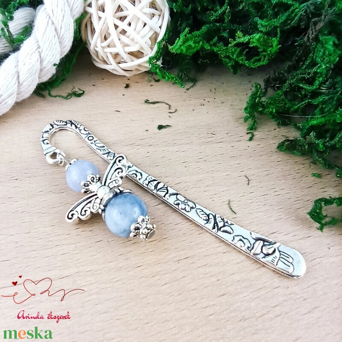 Akvamarin ásvány angyal könyvjelző  - könyv & zene - könyvjelző - Meska.hu