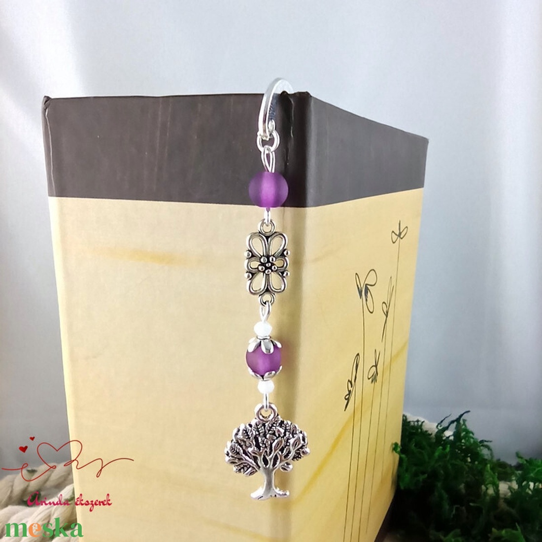 Lila életfa könyvjelző könyvékszer  - könyv & zene - könyvjelző - Meska.hu