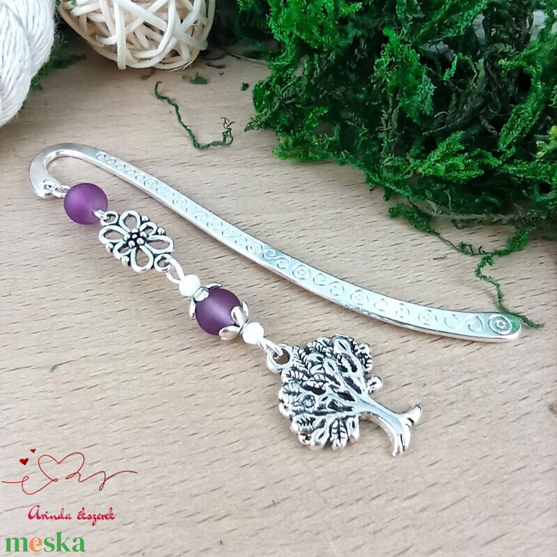 Lila életfa könyvjelző könyvékszer  - könyv & zene - könyvjelző - Meska.hu