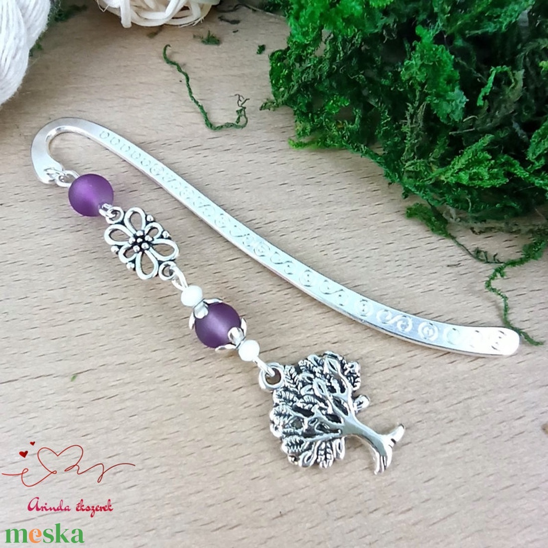 Lila életfa könyvjelző könyvékszer  - könyv & zene - könyvjelző - Meska.hu