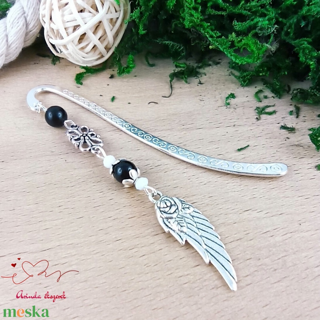 Fekete angyalszárny könyvjelző  - könyv & zene - könyvjelző - Meska.hu