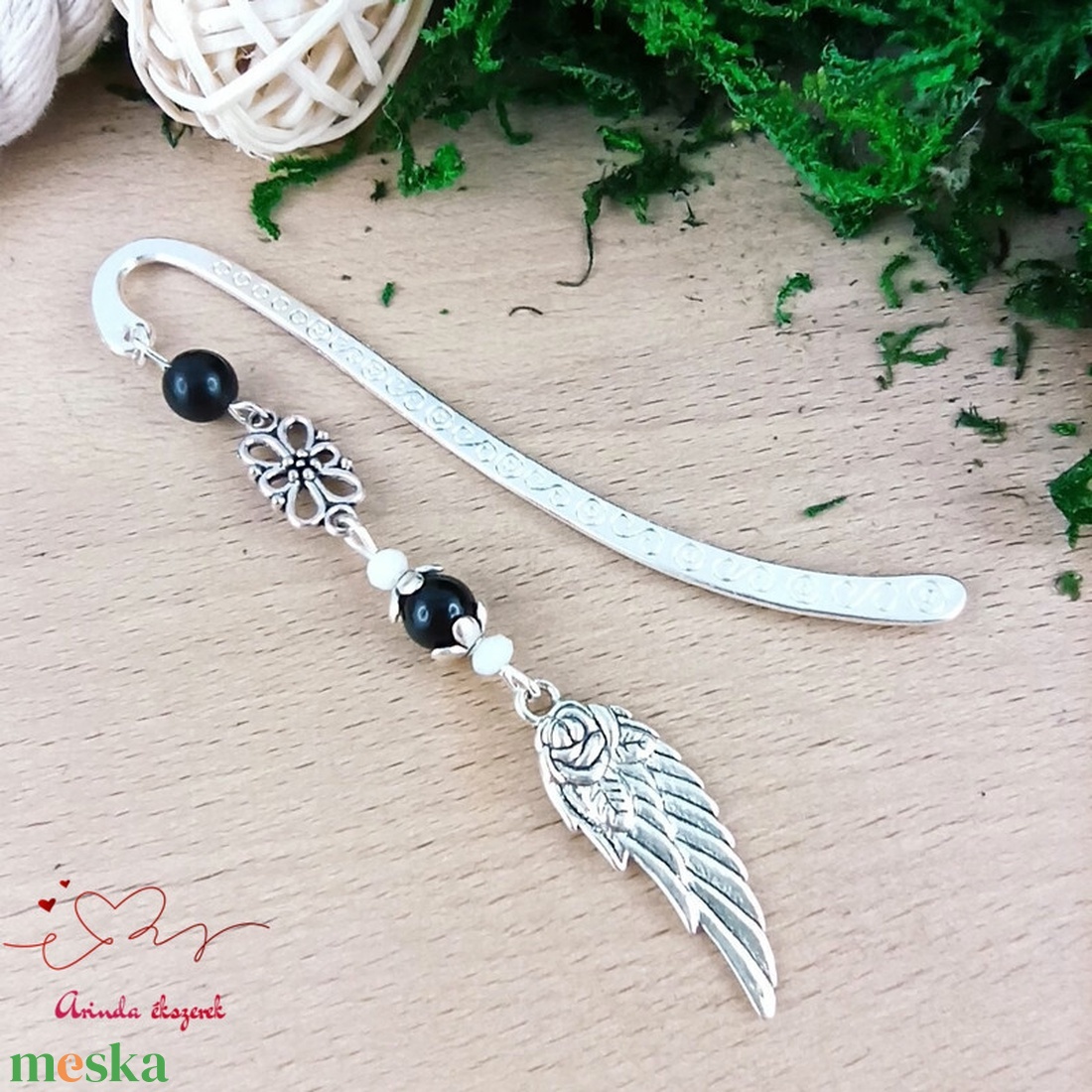 Fekete angyalszárny könyvjelző  - könyv & zene - könyvjelző - Meska.hu