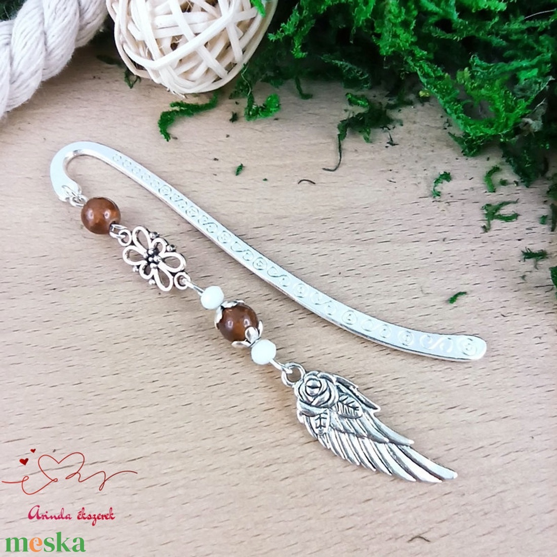 Barna angyalszárny könyvjelző  - könyv & zene - könyvjelző - Meska.hu