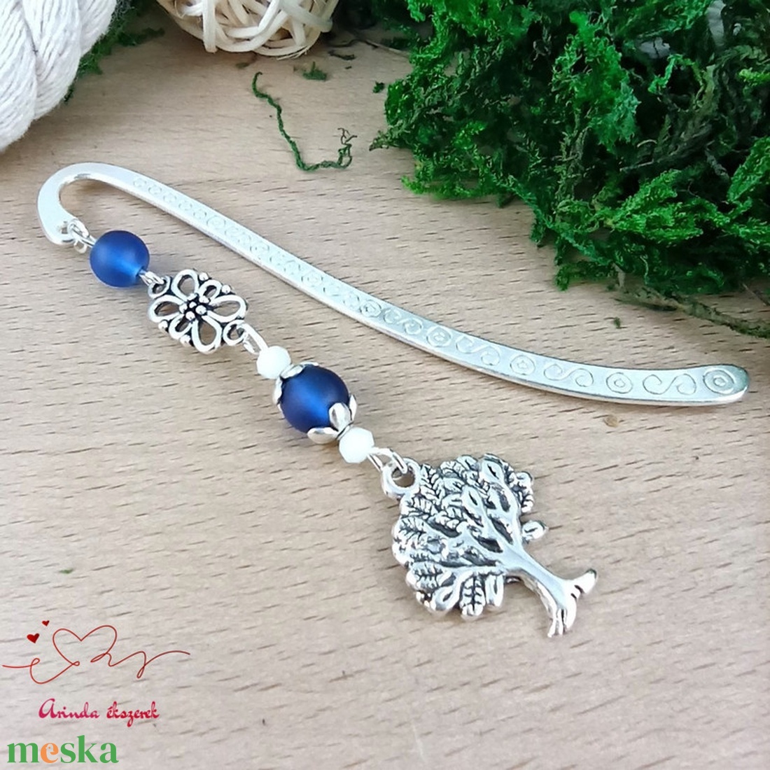 Sötétkék életfa könyvjelző  - könyv & zene - könyvjelző - Meska.hu