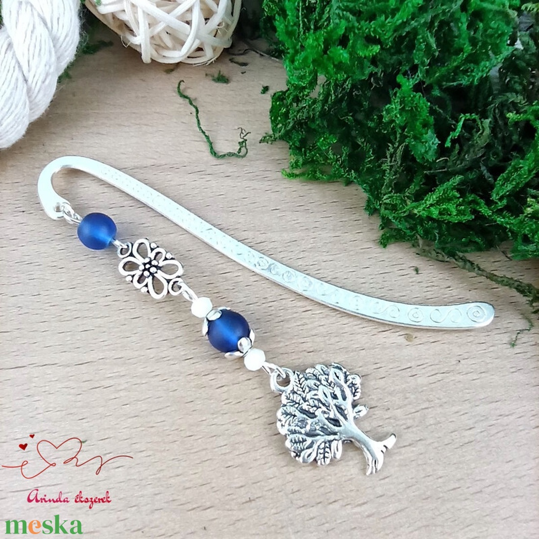 Sötétkék életfa könyvjelző  - könyv & zene - könyvjelző - Meska.hu