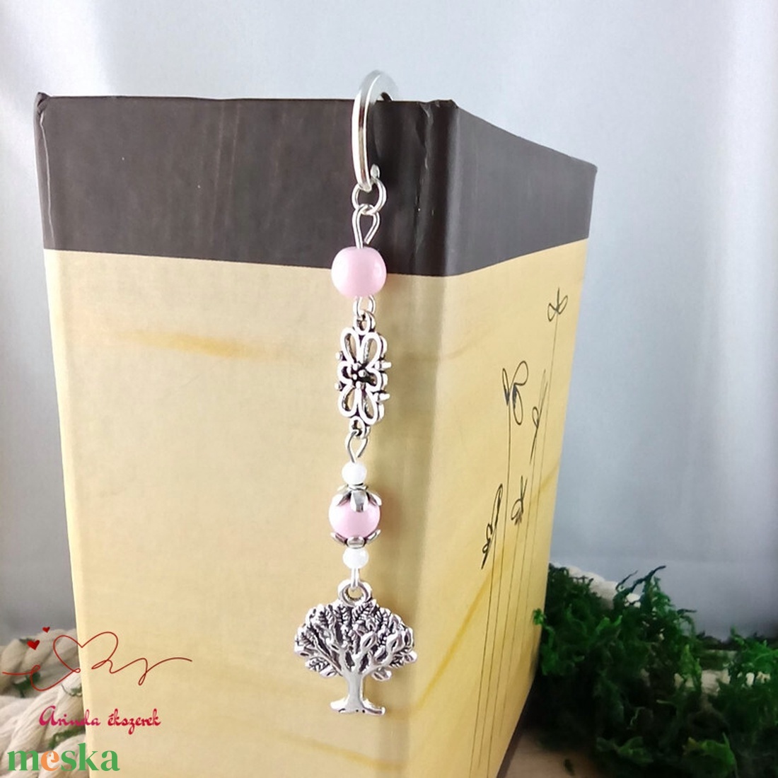 Rózsaszín életfa könyvjelző  - könyv & zene - könyvjelző - Meska.hu