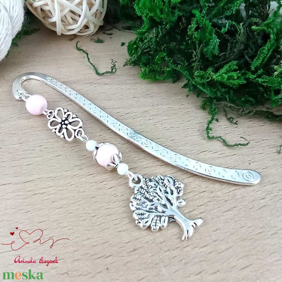 Rózsaszín életfa könyvjelző  - könyv & zene - könyvjelző - Meska.hu