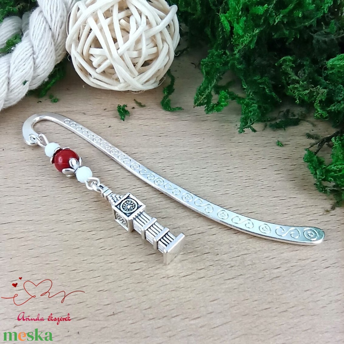 Piros Big Ben könyvjelző  - könyv & zene - könyvjelző - Meska.hu