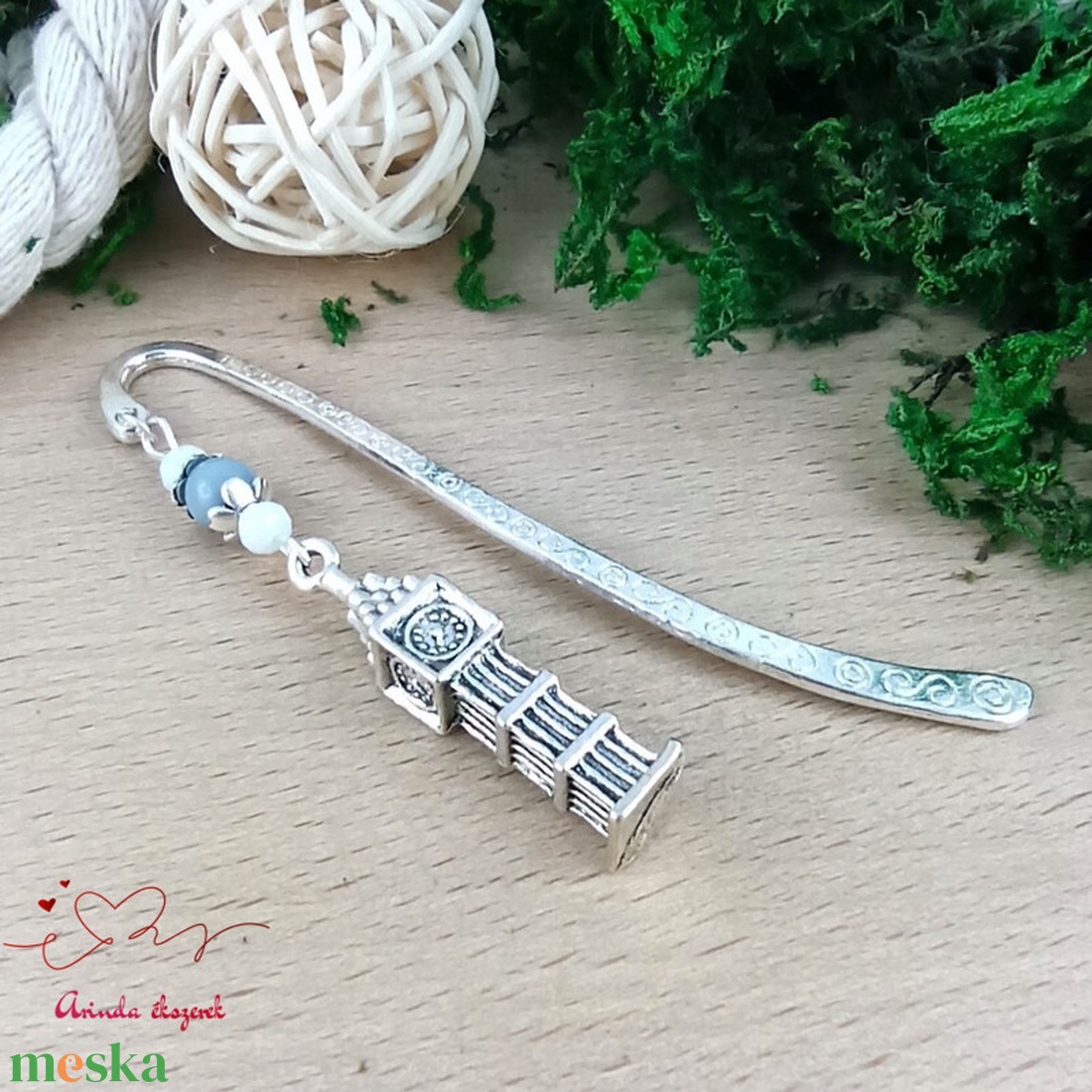 Szürke Big Ben könyvjelző  - könyv & zene - könyvjelző - Meska.hu