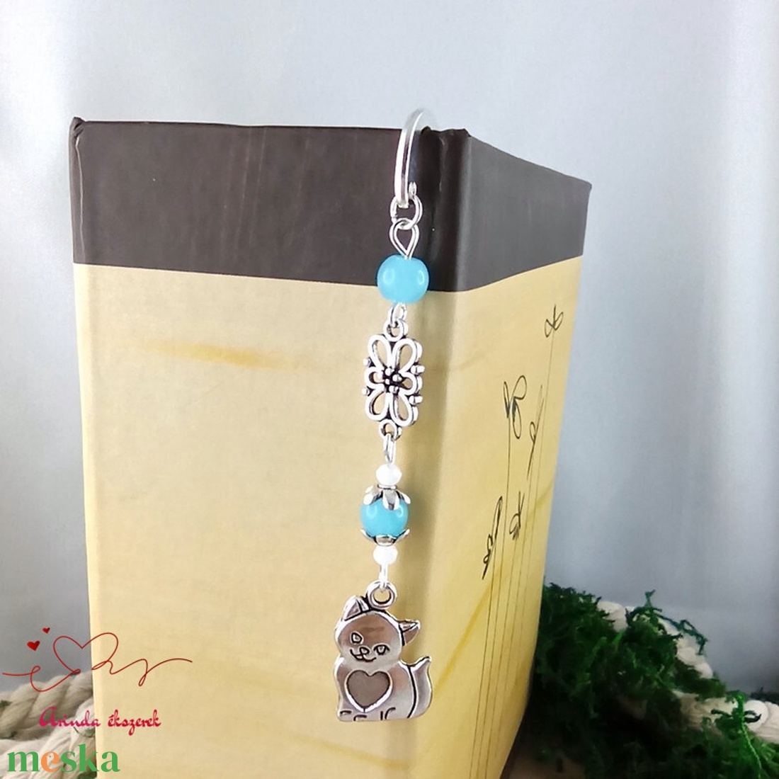 Kék cica könyvjelző  - könyv & zene - könyvjelző - Meska.hu