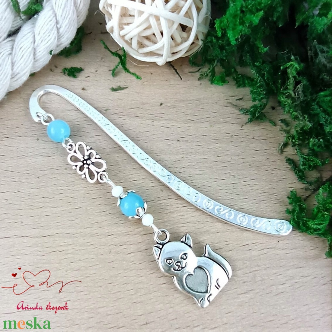 Kék cica könyvjelző  - könyv & zene - könyvjelző - Meska.hu