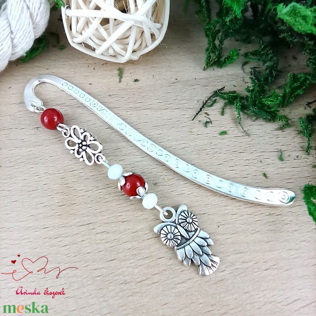 Piros bagoly könyvjelző  - könyv & zene - könyvjelző - Meska.hu