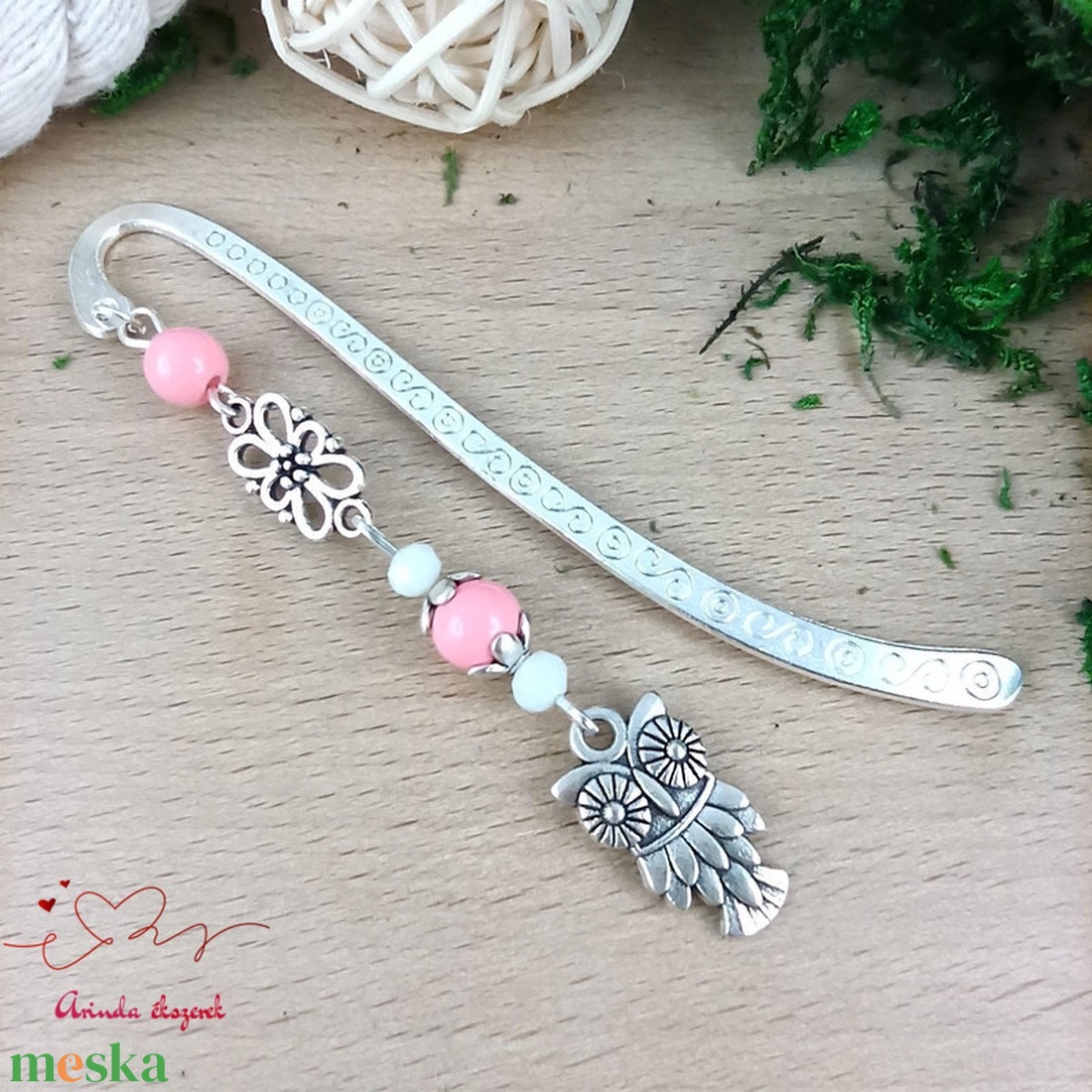 Rózsaszín bagoly könyvjelző  - könyv & zene - könyvjelző - Meska.hu