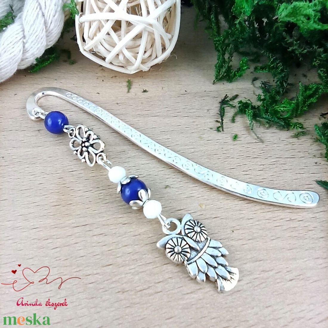 Sötétkék bagoly könyvjelző  - könyv & zene - könyvjelző - Meska.hu