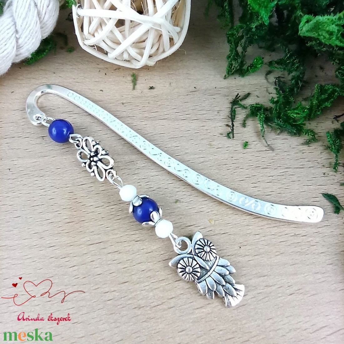 Sötétkék bagoly könyvjelző  - könyv & zene - könyvjelző - Meska.hu