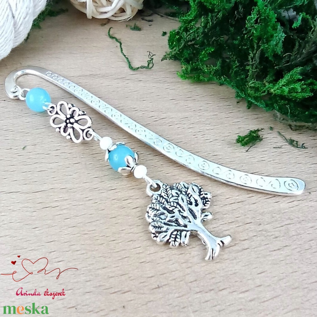 Világoskék életfa könyvjelző  - könyv & zene - könyvjelző - Meska.hu