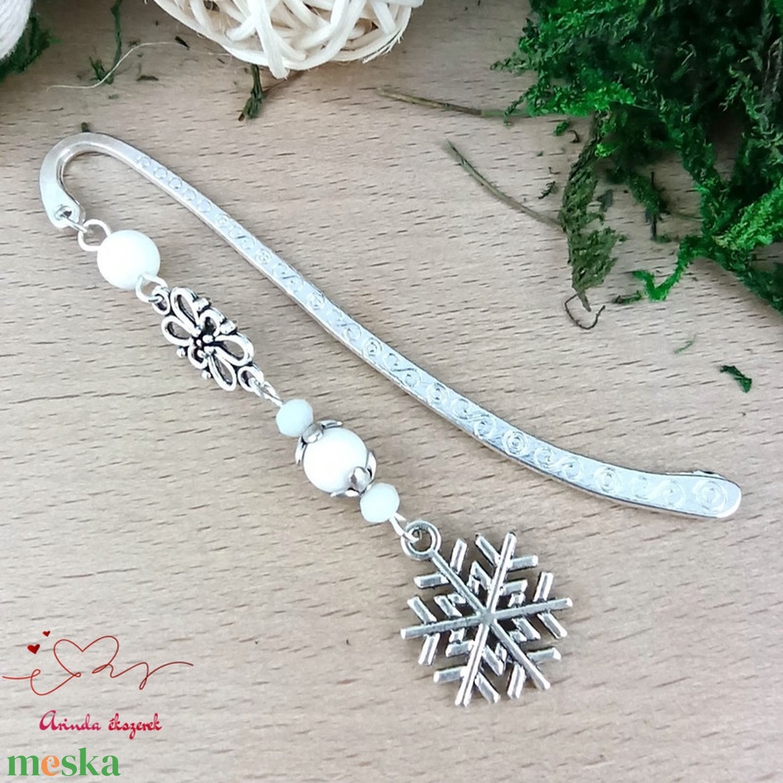 Fehér hópihe könyvjelző új  - könyv & zene - könyvjelző - Meska.hu