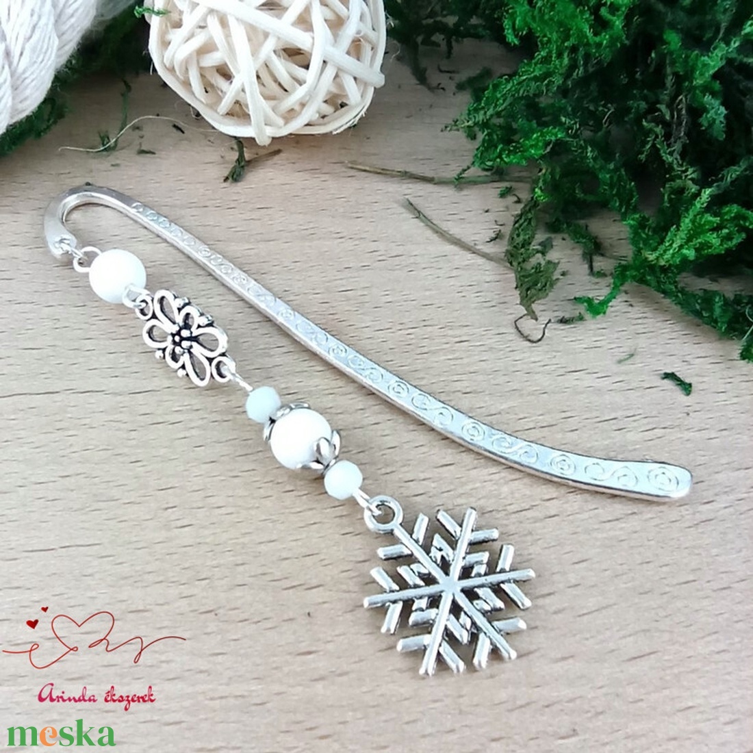 Fehér hópihe könyvjelző új  - könyv & zene - könyvjelző - Meska.hu